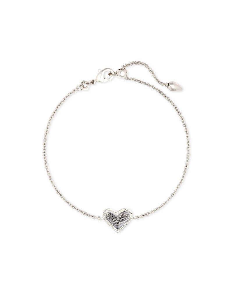 Kendra Scott Ari Heart Link Chain Bracelet for Women, Fashion Jewelry, Rhodium-Plated, Platinum Drusy - Image 1